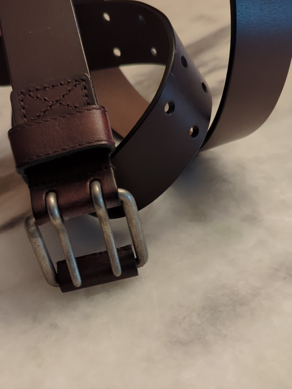 Brown Double Prong Leather Belt Size 40-44